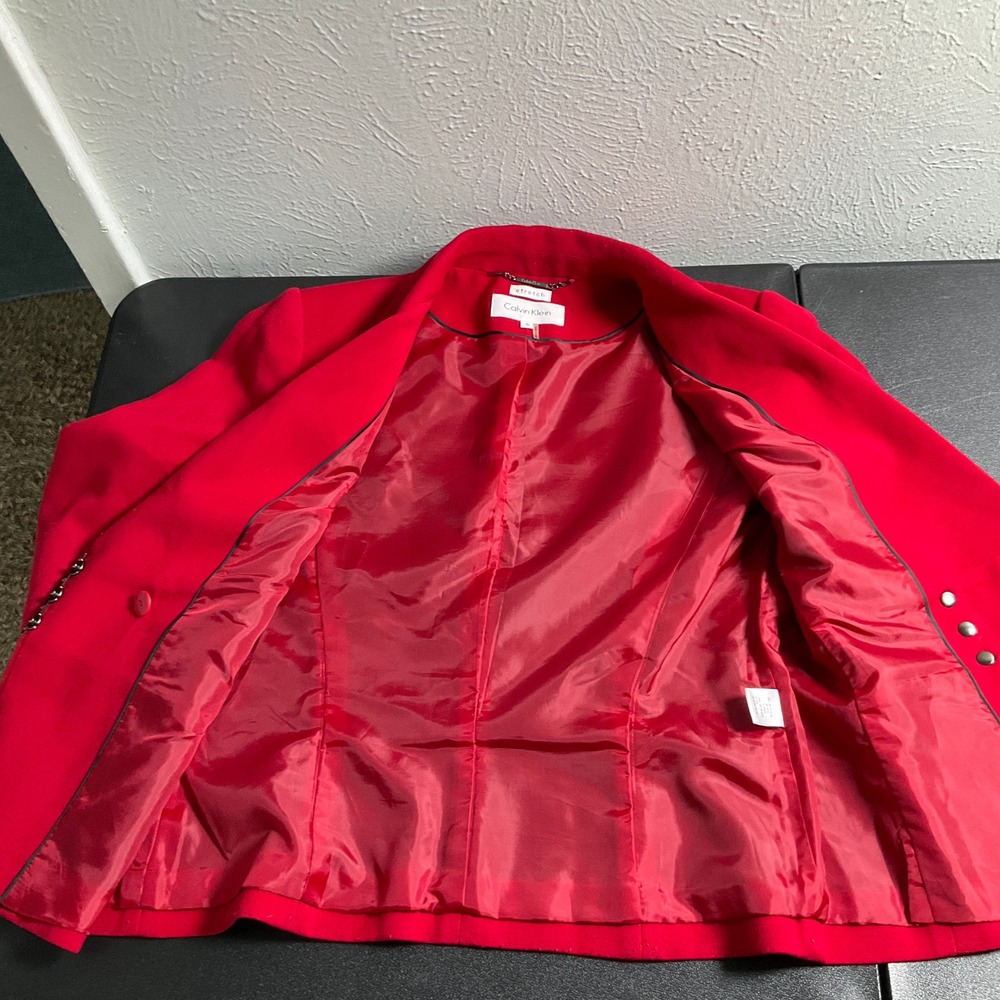 Calvin Klein Red Stretch‎ Blazer Jacket Women's Size 6 Career Office - Picture 12 of 16
